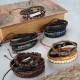 31Pcs Braided Leather Bracelets For Men Women Wooden Beaded Wrist Woven Cuff Wrap Bracelet Set Adjustable